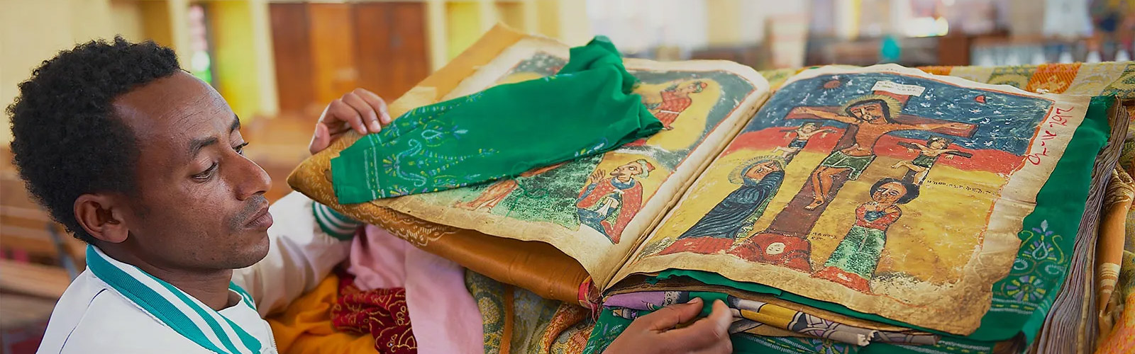 Aksum, Ethiopia: ancient Bible in the Church of Our Lady Mary of Zion